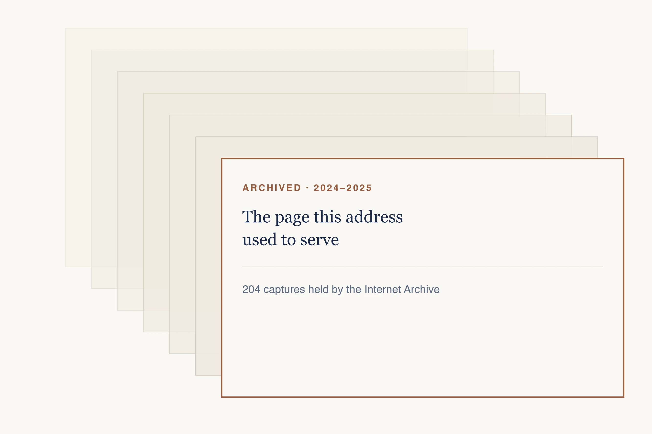 Stacked archive captures of a web page over time